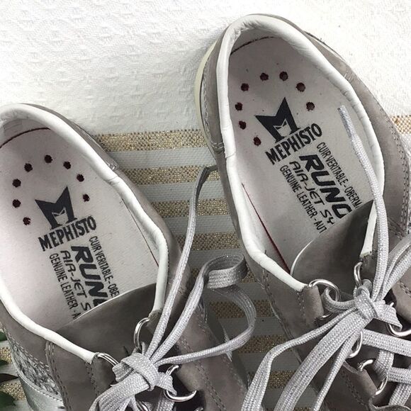 Mephisto Runoff Air Jet System Silver Snakeskin Grey Leather Lace Up Shoes - Picture 7 of 16